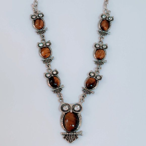 Tigers Eye Owl Necklace NEW - Picture 1 of 3